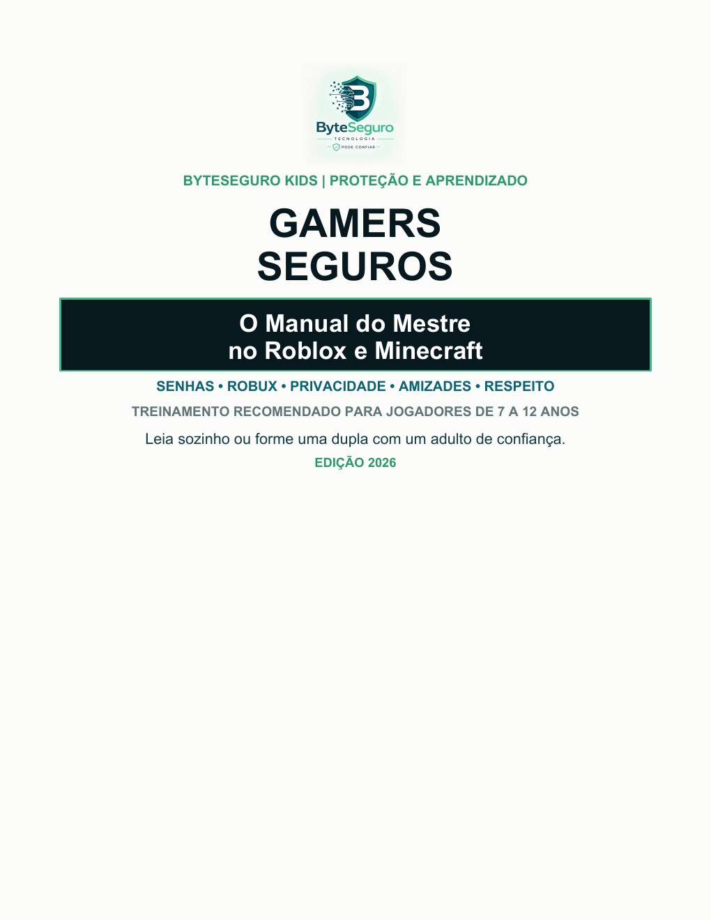 Capa do e-book Gamers Seguros: O Manual do Mestre no Roblox e Minecraft